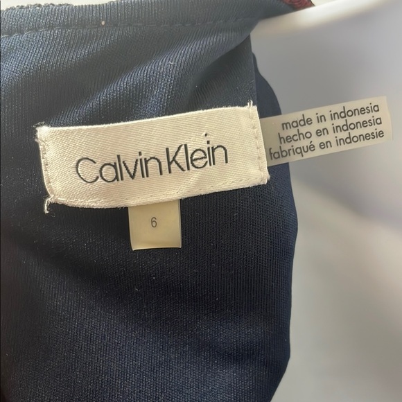 Calvin Klein Navy and Burgundy Sleeveless Dress - Picture 3 of 6